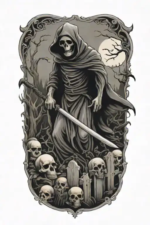 Grim Reaper In Graveyard