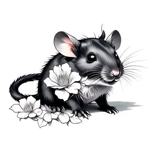 Chinese Year Of The Rat In Flowers Wrapped