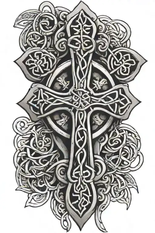 Celtic Cross With Trinity Knot Intertwined