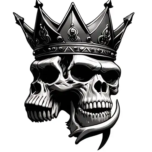 Crowned Gorilla Skull Long Tusks One With A Broken Side Profile