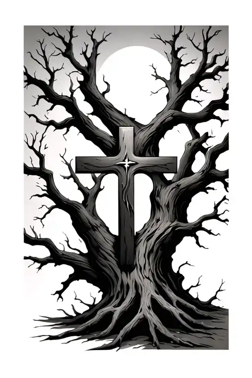 Cross In Dead Tree