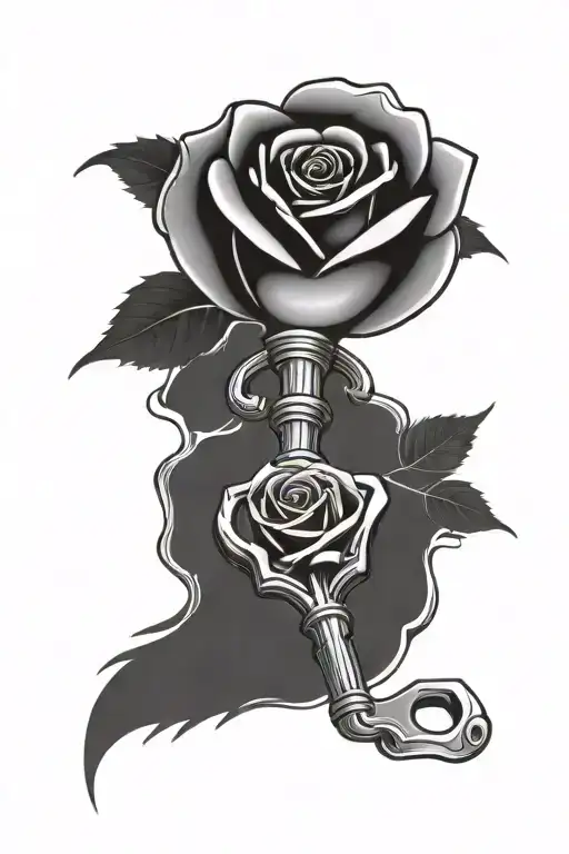 Vehicle Car Key With A Rose Intertwined