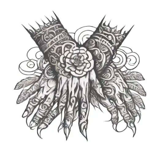 Hands Line Tattoo Design