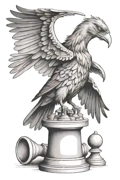 Raven Standing On A Pile Of Chess Pieces