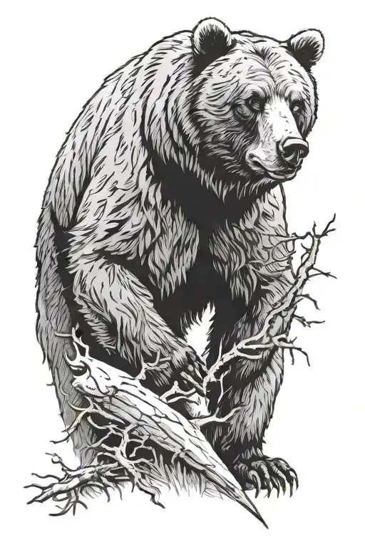 Scary Grizzly Bear In The Woods Eating Its Kill