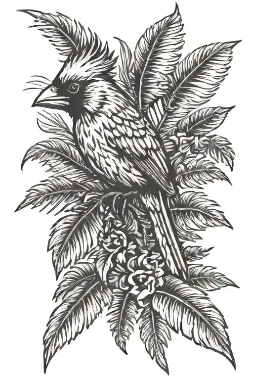 Flaming Flying Cardinal Palm Tree