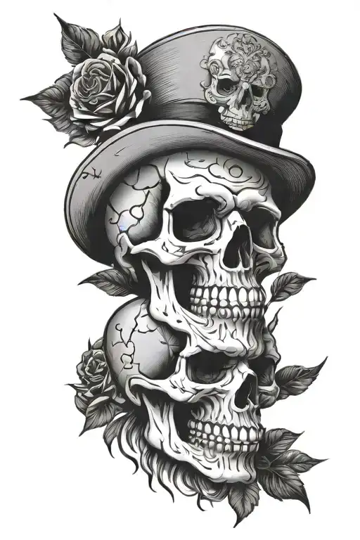 Skull Face On Hand Tattoo Design