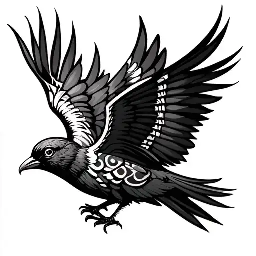 Flying Bird With Aztec Patterns Inspired