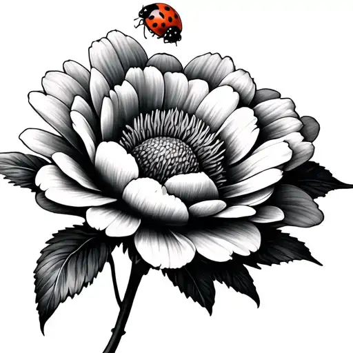 Flower With Ladybug Sitting On Top
