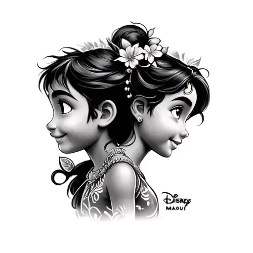 Disney Maui Tattoo Little Boy And Girl Side Profile