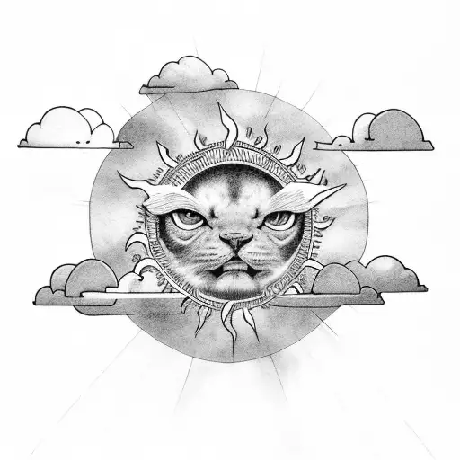 Sun Rays Through Clouds With A Scroll