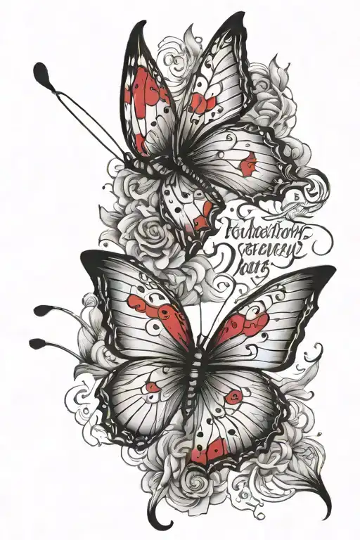 Red Ink Butterflys With A Quote