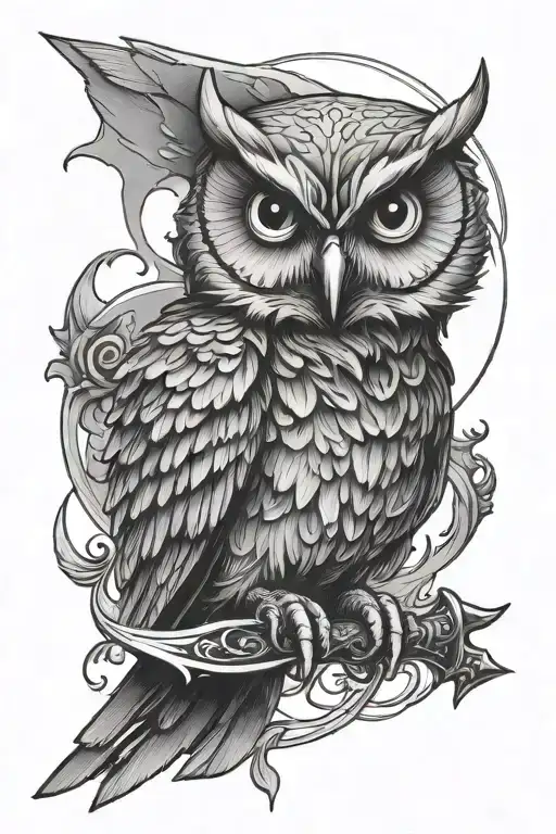 Owl With A Sword In Its Paws