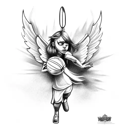 Polish Angel Playing Basketball And Gambeling