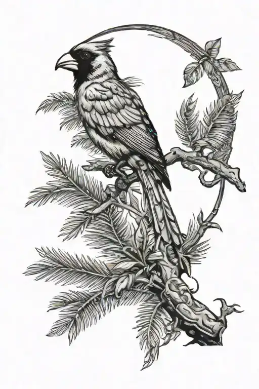 Palm Tree And A Cardinal On Fire