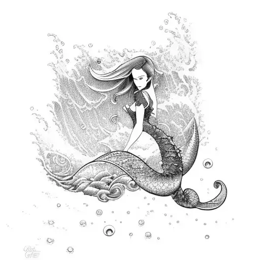 Ocean Wave And Mermaid Tail