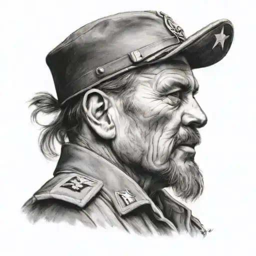 A Black And Grey Portrait Of A Famous Musician In A Military Uniform