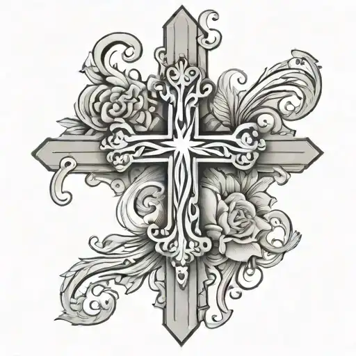 Cross With Family Text And Background Color And Colors