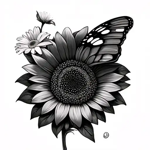 Sunflower Butterly Daisy And Honeysuckle