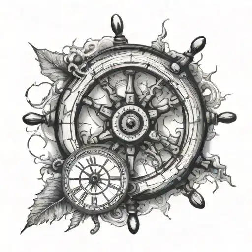 Ships Wheel With A Watch Broken And Healed