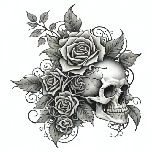 Skull Surrounded By Vines With Thorns And Mdma Pills With A Little Hidden M