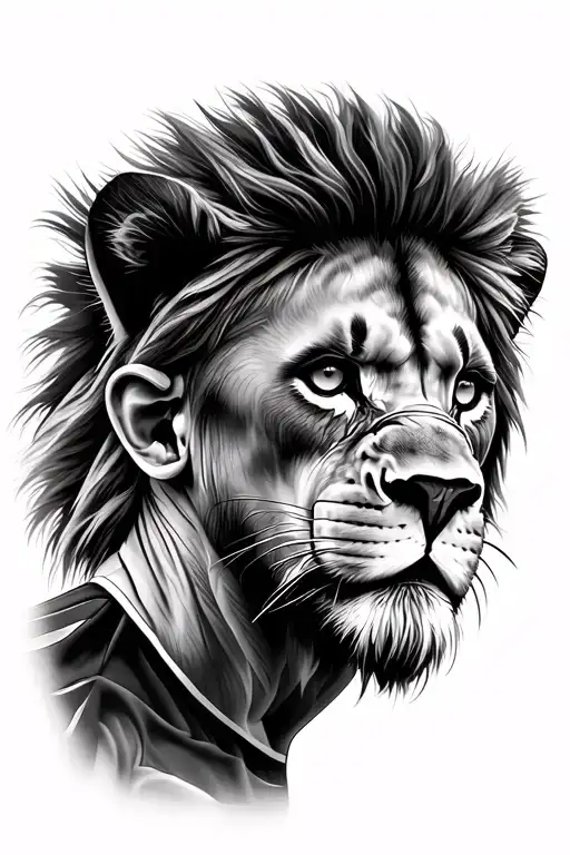 Lion Face Merged With Soccer Player