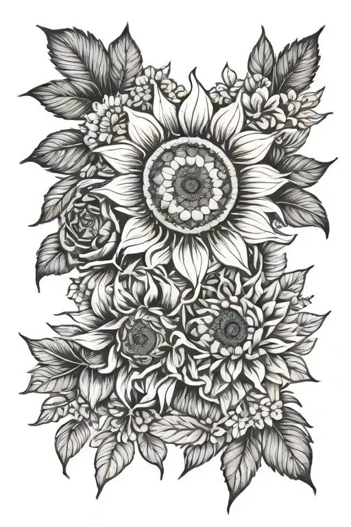 Sun With November & January Birth Flowers