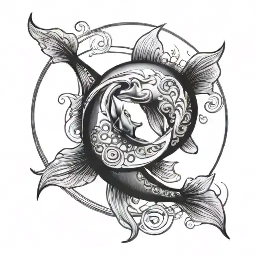 Pisces And Moon Shining