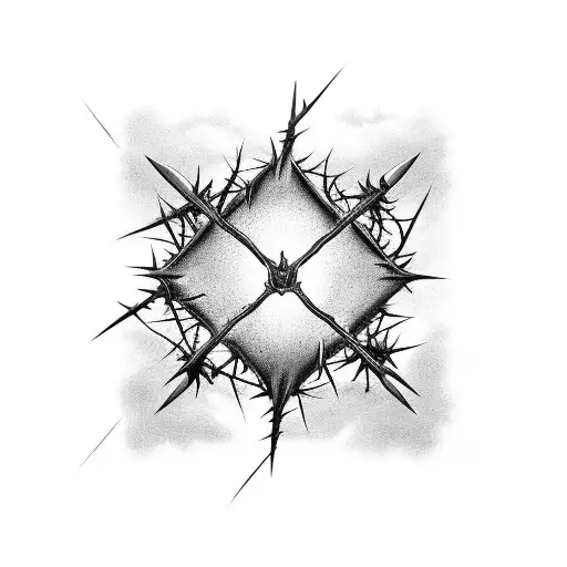 Sunrise With Clouds With A Crown Of Thorns On Top And Nails In The Corners