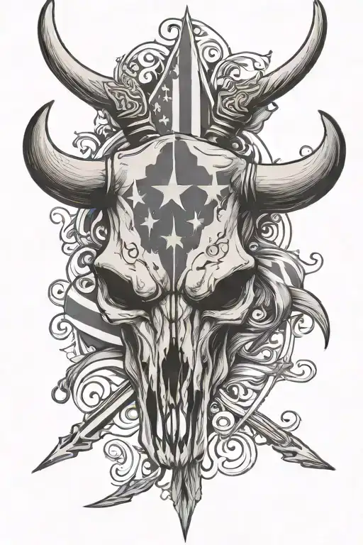 Bull Skull Flag Intertwined