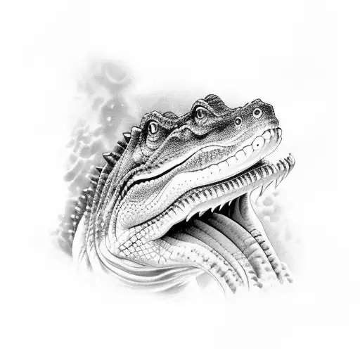 A Realistic Portrait Of A Crocodile With Intricate Patterns And Designs Incorporated