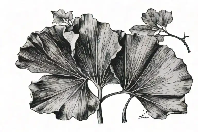 Ginkgo Biloba Naturalist Anatomical Drawing Watercolor Sketch