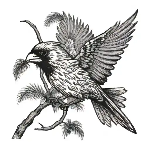 Cardinal Flying And Palm Tree