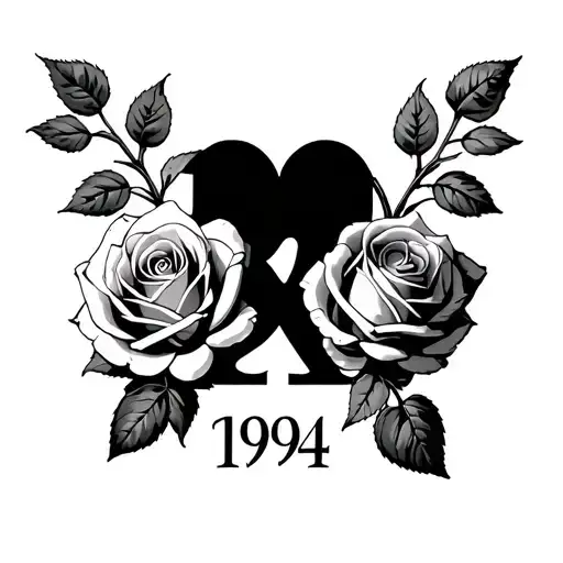 Roses On Both Sides With 1994 As Roman Numerials