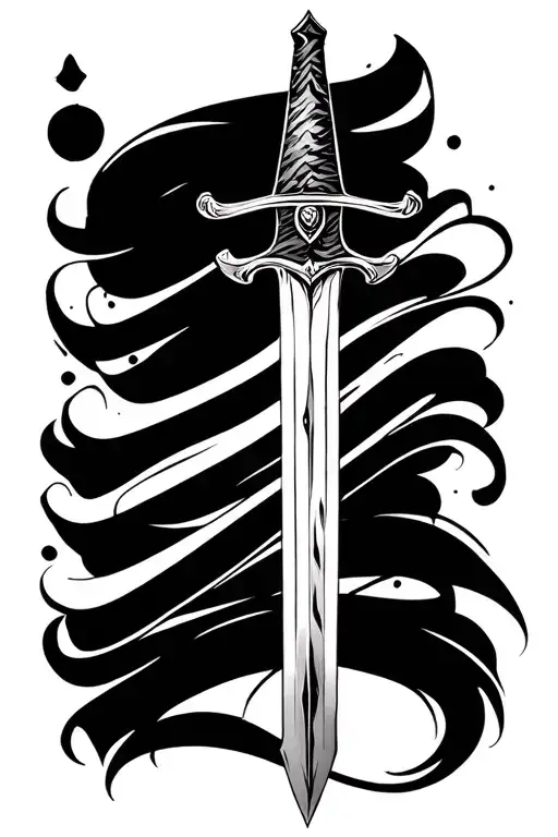 Sword Cursive Text In Back Ground