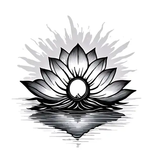 Lotus With Tree Of Life And A Sunrise