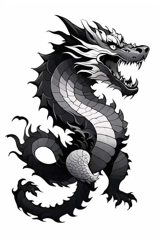 Fu Dog And Dragon Intertwined