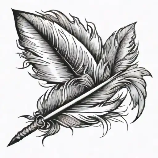 Feather With Deconstructed Gray Cancer Ribbon Wrapped Loosely