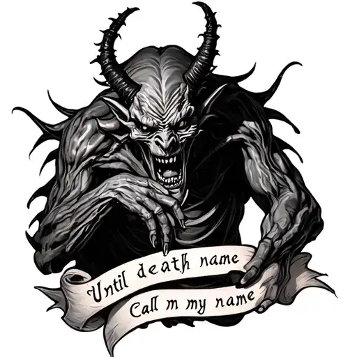 Demon Writing A Sentence Saying Until Death Call My Name