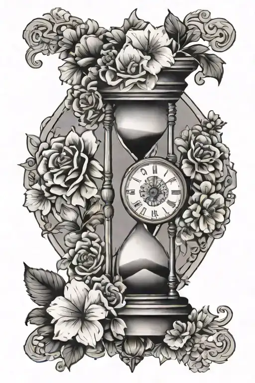 Hourglass Surrounded By Blooming Flowers