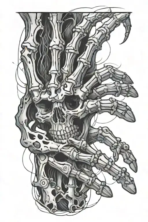 Skeleton Hand With 5 In The Middle