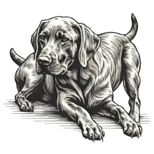 Minimalist Outlined Labrador Dog Sitting