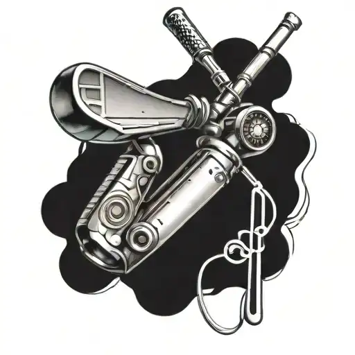 A Robotic Arm Holding A Golf Club With Musical Symbols Incorporated Into The Design