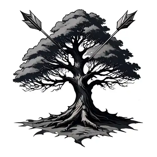 Tree With 4 Arrows Sticking