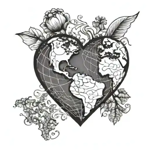 Heart With Earth Globe Symbolizing