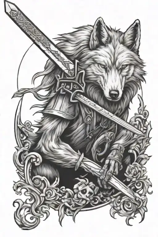 Elden Ring Wolf Holding Sword