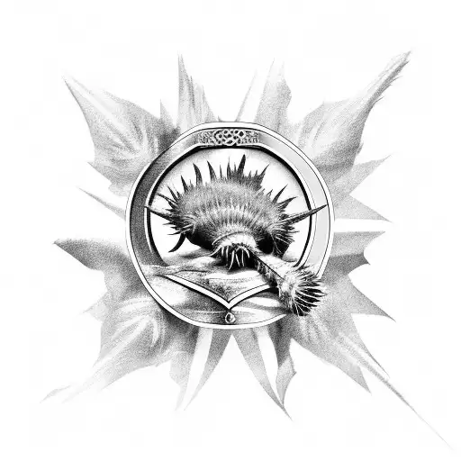 Scottish Clan Cameron Crest Thistles