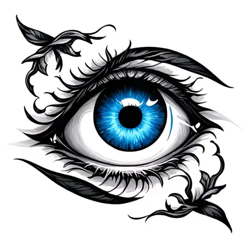 Create A Tattoo Design That Incorporates The Dark Blue Evil Eye And A Name In It