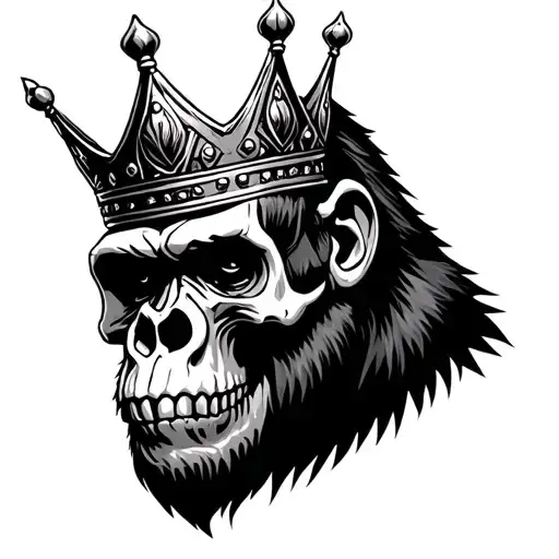 Skull Gorilla With A Crown Side Profile