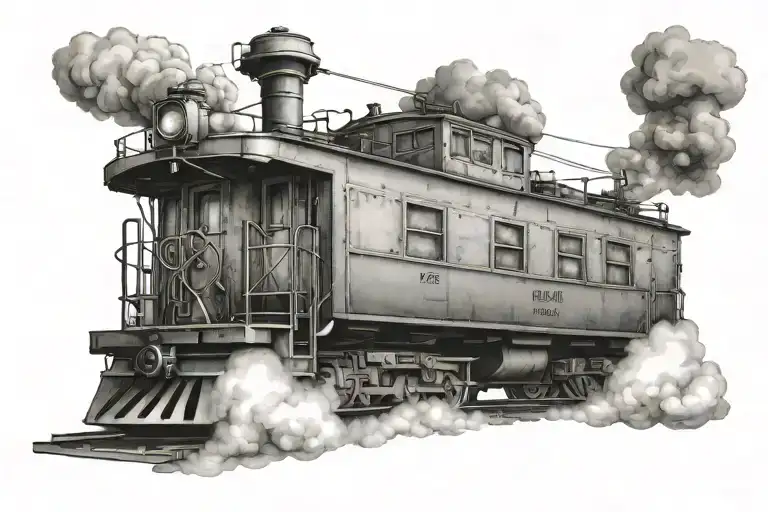 Train Caboose Going Into Heaven